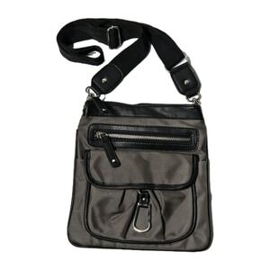 BRACIANO Messenger Handbag Crossbody Gray Black Zebra Print Lined Zip Closure